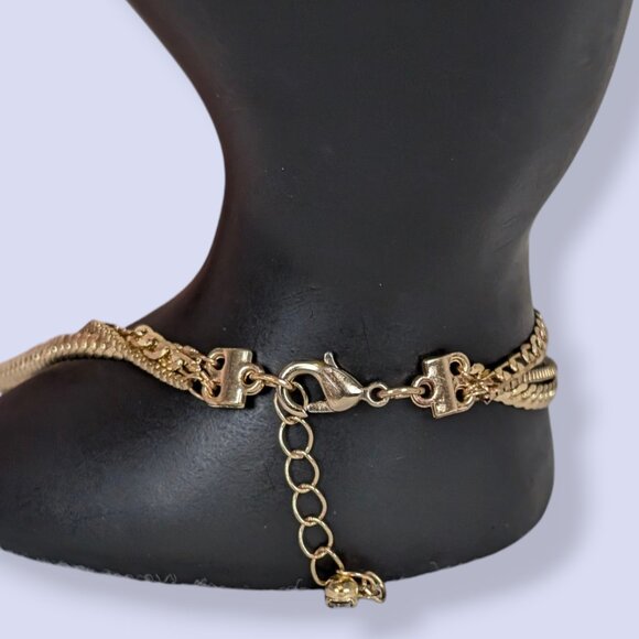 3-Strand Gold Tone Chain Anklet - Picture 3 of 5